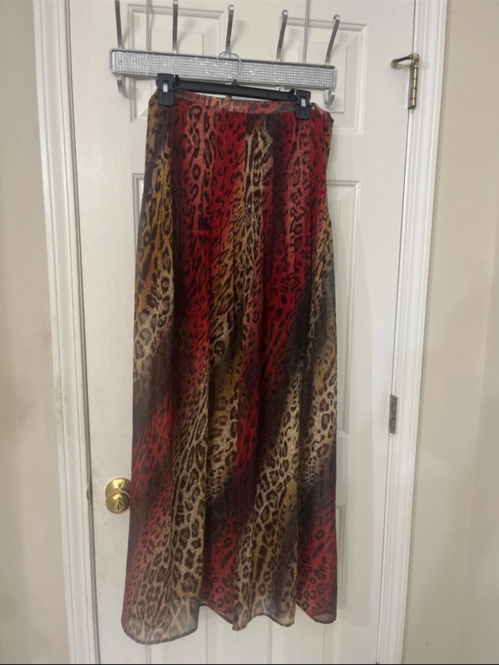 Burgundy Leopard Mesh Maxi Skirt